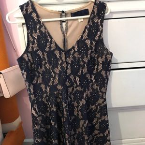 Navy blue lace sleeveless dress